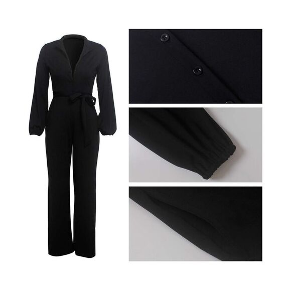 NEW Jumpsuit Elegant Wide Leg Pants Pockets XL NO BELT - Picture 3 of 7